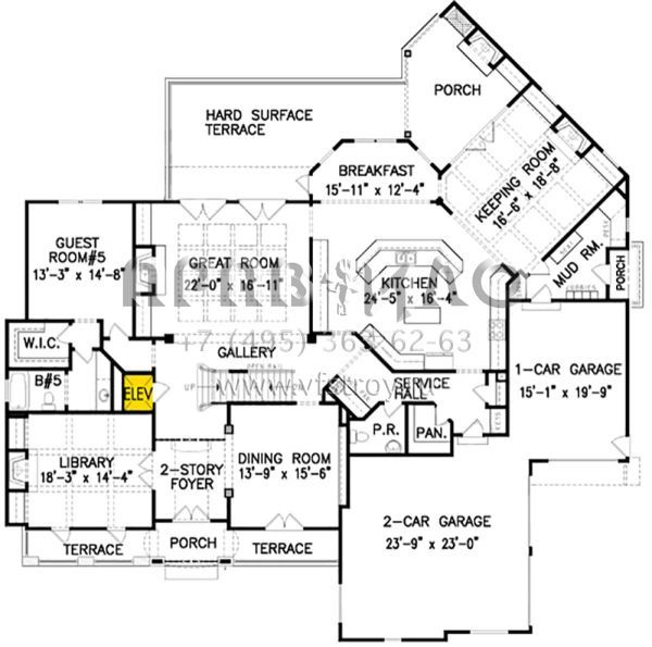 Проект двухэтажного дома с гаражом на три и более машин в современном стиле S5-544 (699-00097)