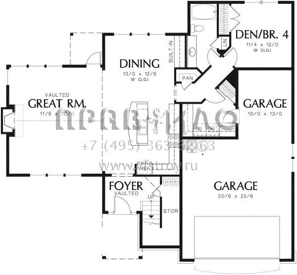 Проект двухэтажного дома с гаражом на три и более машин в современном стиле S5-212 (2559-00343)
