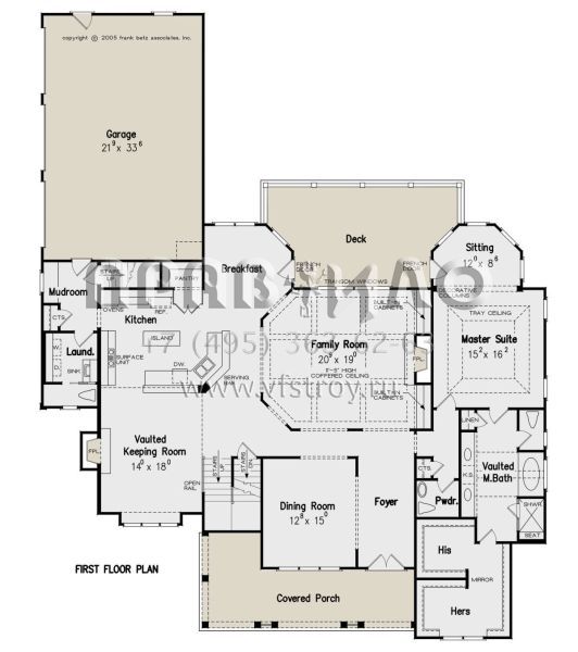 Проект двухэтажного дома с гаражом на три и более машин в американском стиле S5-360 (8594-00159)