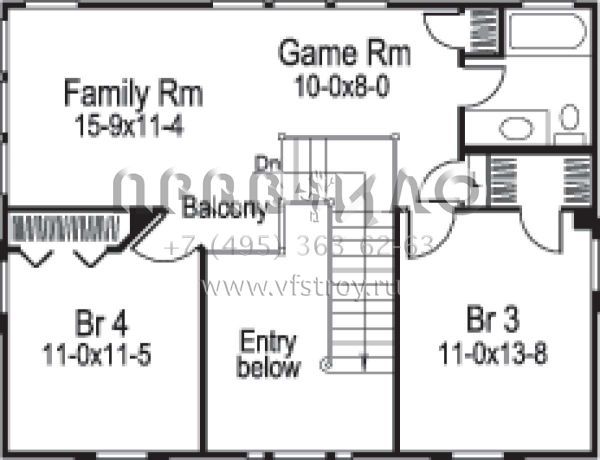 Проект двухэтажного дома с гаражом на две машины в стиле Ранчо S5-250 (5633-00155)