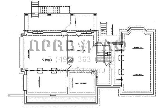 Проект двухэтажного дома с гаражом на три и более машин в стиле Ранчо S5-347 (6819-00002)
