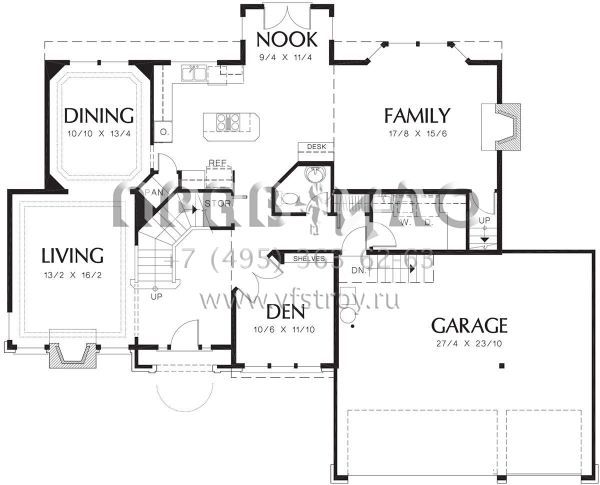 Проект двухэтажного дома с гаражом на три и более машин в английском стиле S5-268 (2559-00435)
