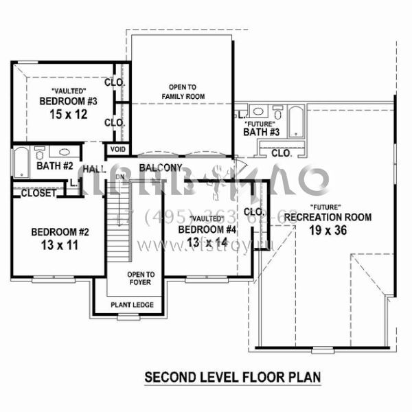 Проект двухэтажного дома с гаражом на три и более машин в стиле Ранчо S5-245 (053-02349)