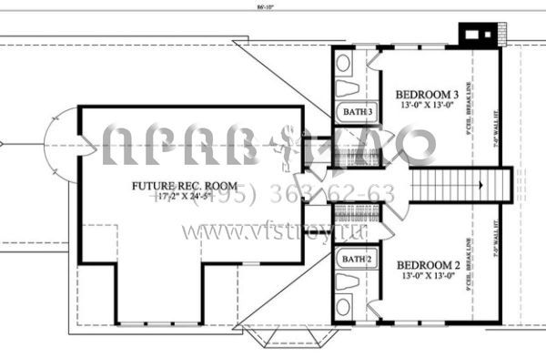 Проект двухэтажного дома с гаражом на две машины в стиле Ранчо S5-189 (7922-00067)