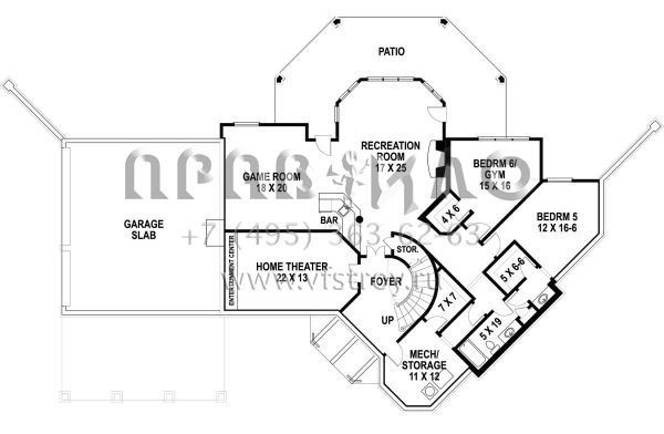 Проект двухэтажного дома с гаражом на три и более машин в английском стиле S5-290 (4195-00033)