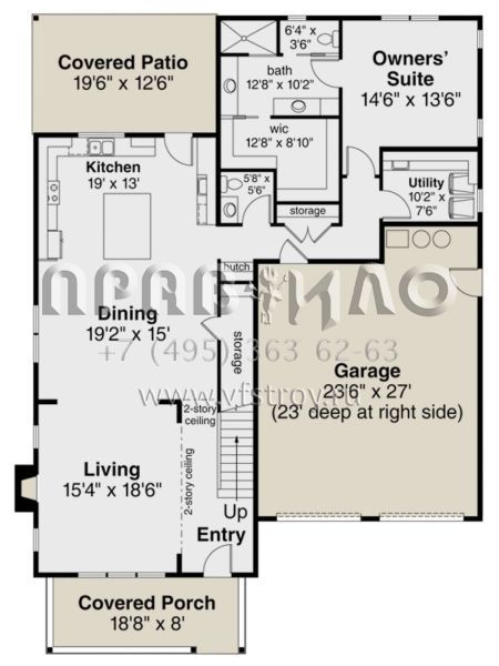 Проект двухэтажного дома с гаражом на две машины в американском стиле S5-276 (035-00845)
