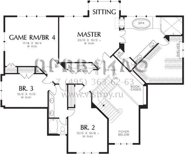 Проект двухэтажного дома с гаражом на две машины в стиле Ранчо S5-374 (2559-00532)
