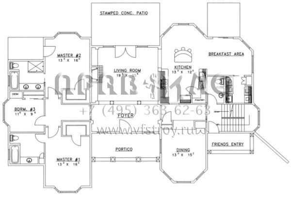 Проект двухэтажного дома без гаража в американском стиле S5-353 (039-00361)