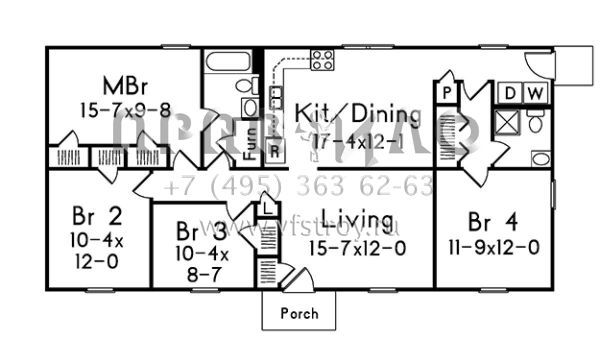 Проект одноэтажного дома без гаража в стиле Ранчо S5-121 (5633-00227)