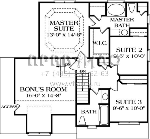 Проект двухэтажного дома с гаражом на две машины в стиле Ранчо S5-142 (3323-00024)