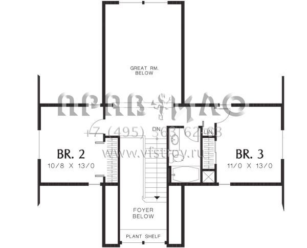 Проект двухэтажного дома с гаражом на две машины в стиле Ранчо S5-178 (2559-00193)