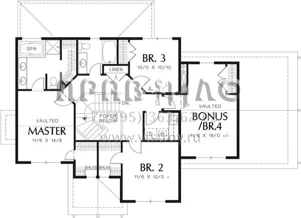 Проект двухэтажного дома с гаражом на две машины в стиле Ранчо S5-186 (2559-00341)