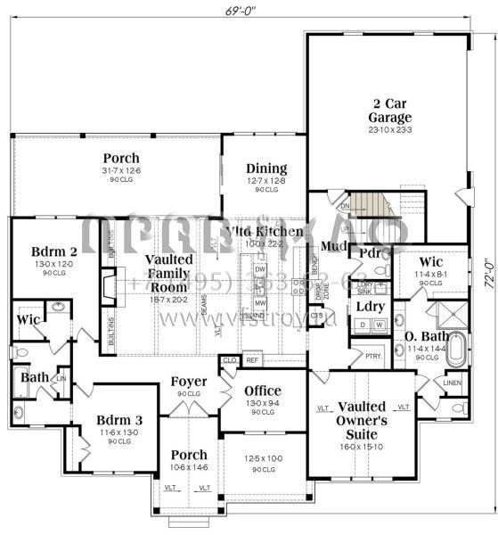Проект одноэтажного дома с гаражом на две машины в современном стиле S5-236 (009-00323)