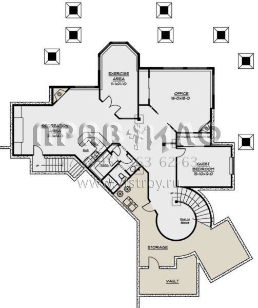 Проект двухэтажного дома с гаражом на три и более машин в стиле Ранчо S5-647 (5631-00036)
