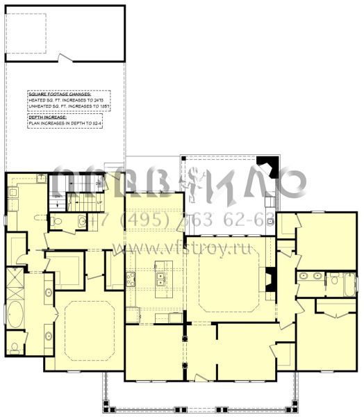 Проект двухэтажного дома с гаражом на три и более машин в стиле Ранчо S5-225 (041-00114)