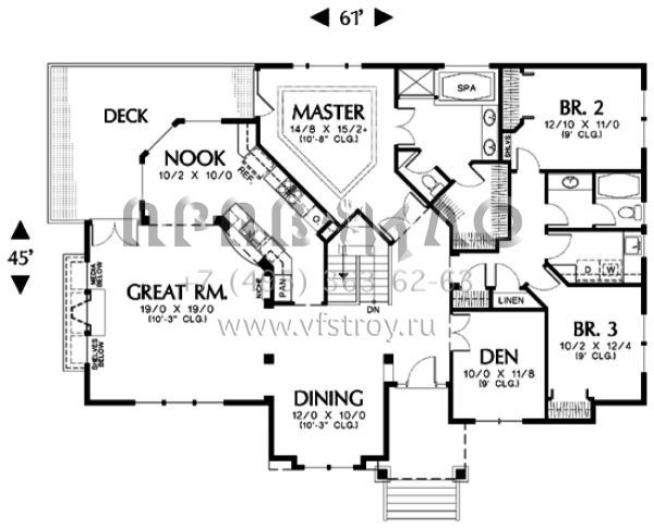 Проект одноэтажного дома с гаражом на две машины в стиле Ранчо S5-208 (2559-00127)