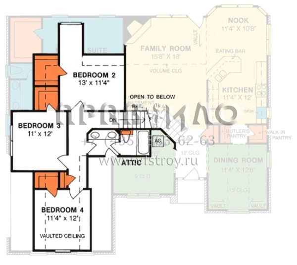 Проект двухэтажного дома с гаражом на две машины в стиле Ранчо S5-209 (4848-00302)