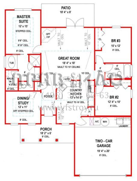 Проект одноэтажного дома с гаражом на две машины в стиле Ранчо S5-139 (4766-00169)