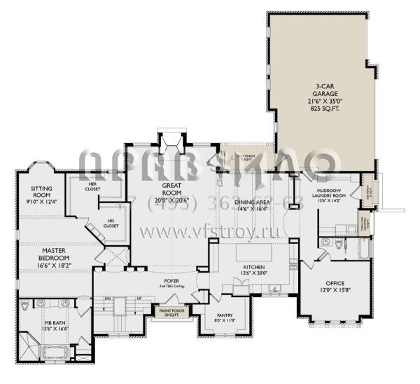 Проект двухэтажного дома с гаражом на три и более машин в современном стиле S5-525 (957-00119)
