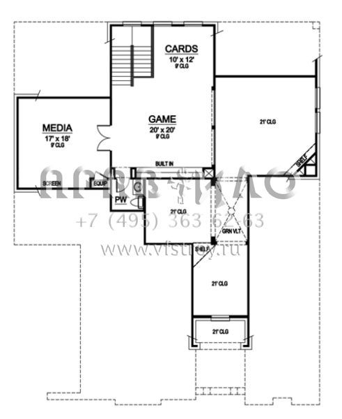 Проект двухэтажного дома с гаражом на три и более машин в современном стиле S5-368 (5445-00070)