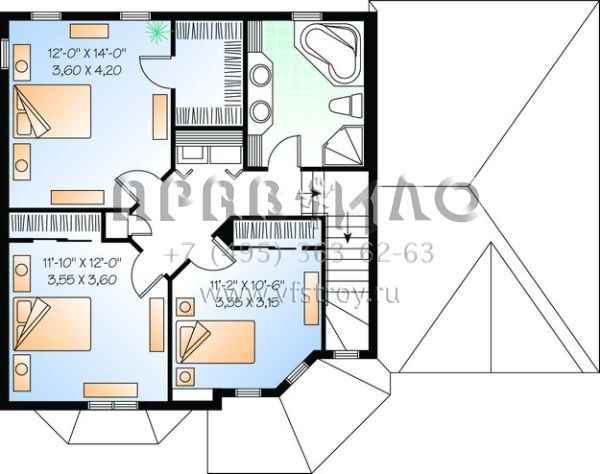 Проект двухэтажного дома с гаражом на две машины в стиле Ранчо S5-154 (034-00828)