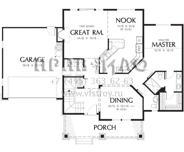 Проект двухэтажного дома с гаражом на две машины в стиле Ранчо S5-182 (2559-00244)