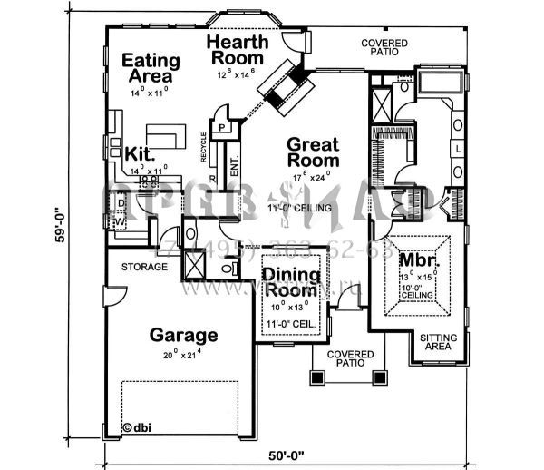 Проект одноэтажного дома с гаражом на две машины в прибрежном стиле S5-171 (402-00715)