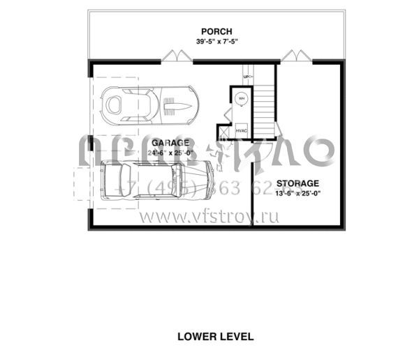 Проект двухэтажного дома с гаражом на две машины в стиле Ранчо S5-155 (036-00195)