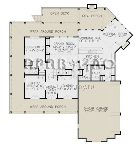 Проект двухэтажного дома с гаражом на три и более машин в современном стиле S5-352 (699-00311)