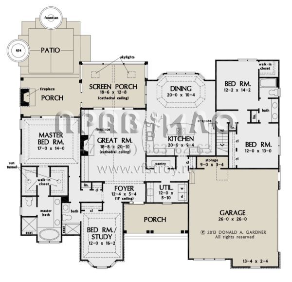 Проект одноэтажного дома с гаражом на две машины в стиле Ранчо S5-239 (2865-00047)