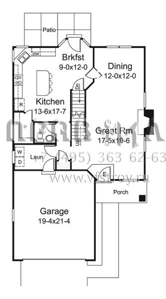 Проект одноэтажного дома с гаражом на две машины в стиле Ранчо S5-185 (5633-00309)