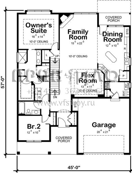 Проект двухэтажного дома с гаражом на две машины в американском стиле S5-196 (402-01515)