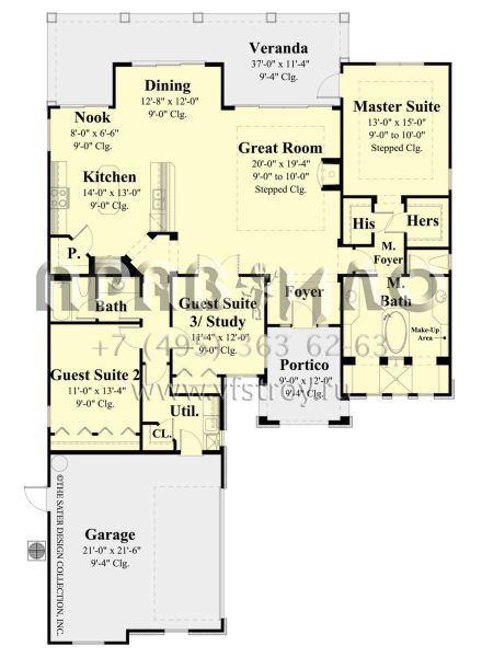 Проект одноэтажного дома с гаражом на две машины в современном стиле S5-185 (8436-00094)