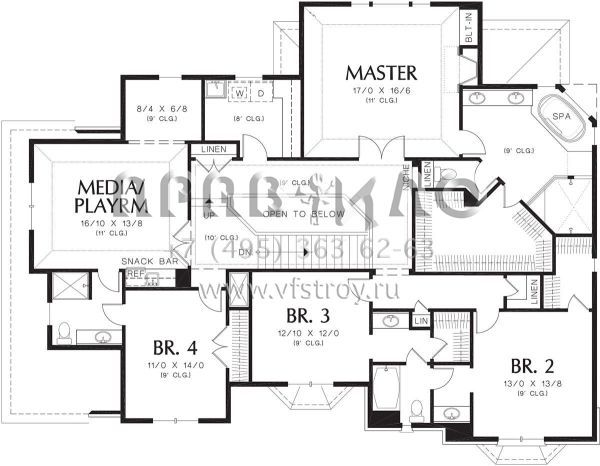 Проект двухэтажного дома с гаражом на три и более машин в стиле Ранчо S5-357 (2559-00539)