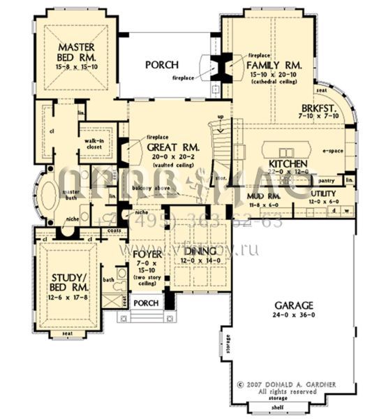 Проект двухэтажного дома с гаражом на три и более машин в английском стиле S5-356 (2865-00341)
