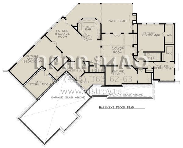 Проект одноэтажного дома с гаражом на три и более машин в американском стиле S5-291 (699-00255)