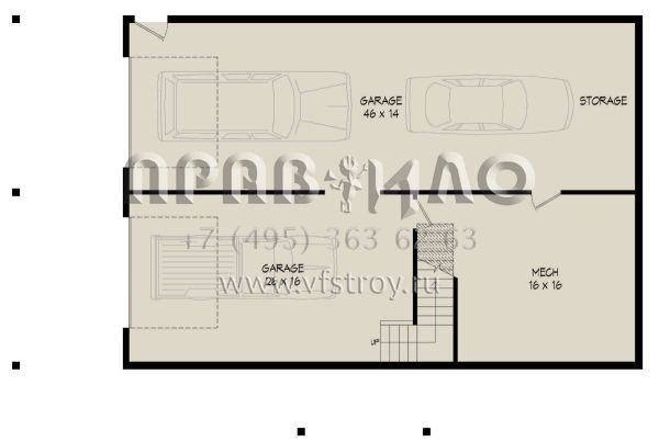 Проект двухэтажного дома с гаражом на три и более машин в стиле Шале S5-193 (940-00508)