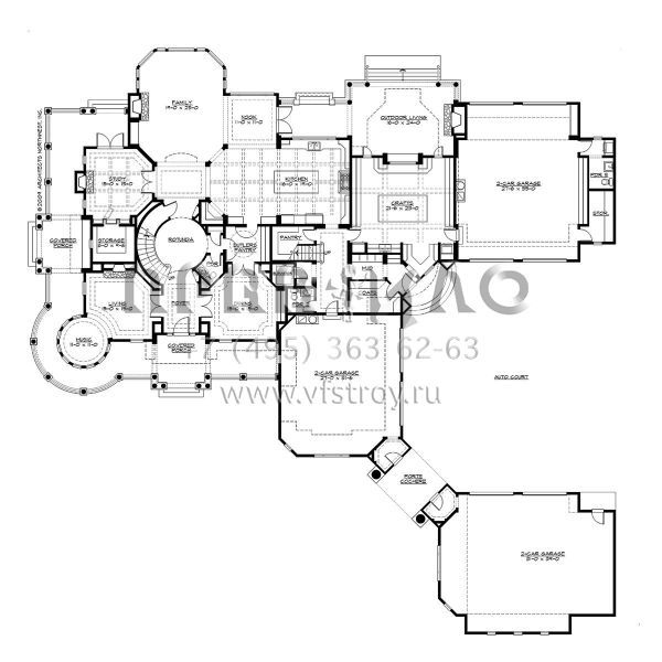 Проект трехэтажного дома с гаражом на три и более машин в современном стиле S5-733 (341-00303)