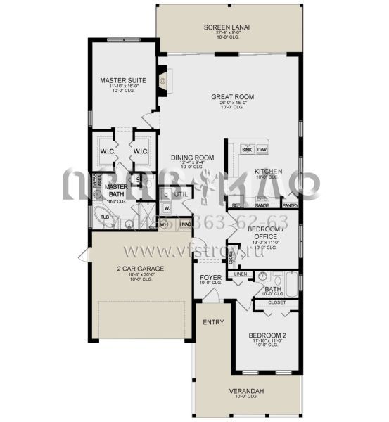 Проект одноэтажного дома с гаражом на две машины в стиле Ранчо S5-168 (3978-00196)