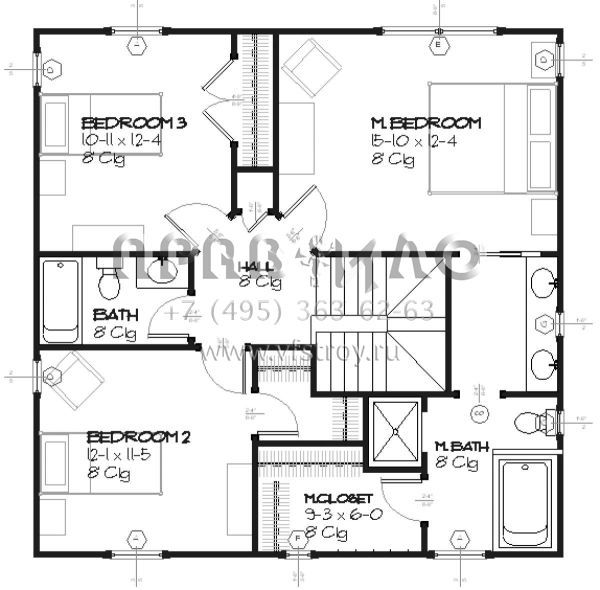Проект двухэтажного дома с гаражом на две машины в стиле Ранчо S5-168 (1637-00074)