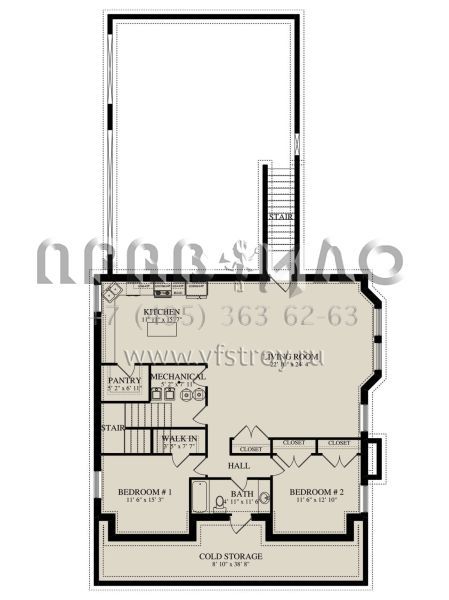 Проект двухэтажного дома с гаражом на три и более машин в стиле Ранчо S5-284 (2802-00119)