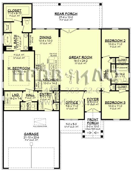 Проект одноэтажного дома с гаражом на две машины в американском стиле S5-170 (041-00287)