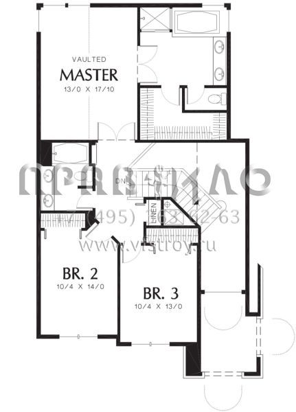 Проект двухэтажного дома с гаражом на три и более машин в стиле Ранчо S5-215 (2559-00459)