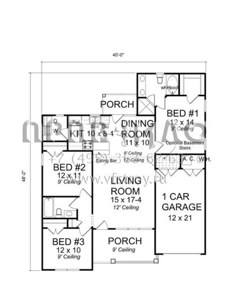 Проект одноэтажного дома с гаражом на одну машину в американском стиле S5-110 (4848-00012)