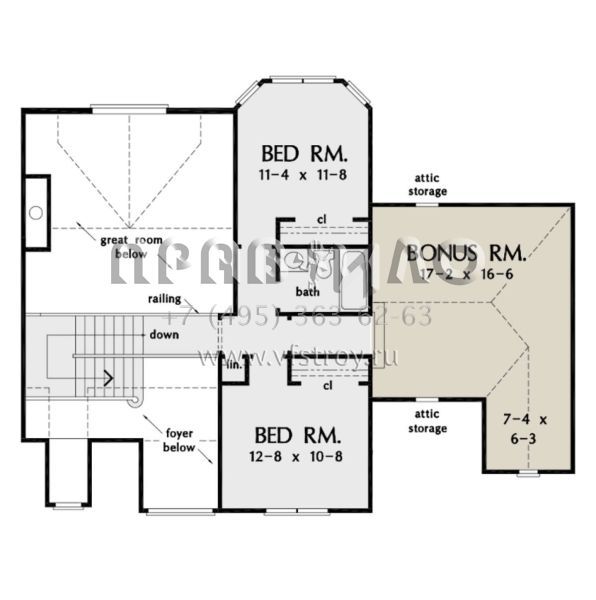 Проект двухэтажного дома с гаражом на две машины в стиле Ранчо S5-222 (2865-00054)