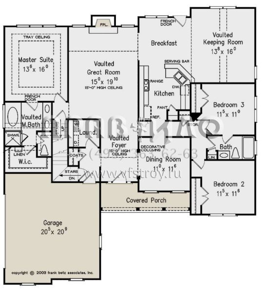 Проект одноэтажного дома с гаражом на две машины в стиле Ранчо S5-189 (8594-00341)