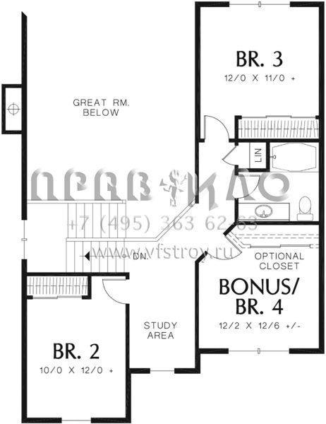Проект двухэтажного дома с гаражом на три и более машин в стиле Ранчо S5-214 (2559-00373)