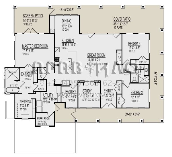Проект одноэтажного дома без гаража в стиле Ранчо S5-223 (9300-00003)