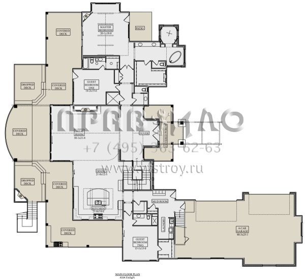 Проект двухэтажного дома с гаражом на три и более машин в стиле Шале S5-551 (5631-00122)
