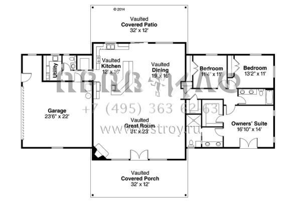 Проект двухэтажного дома с гаражом на две машины в современном стиле S5-223 (035-00664)